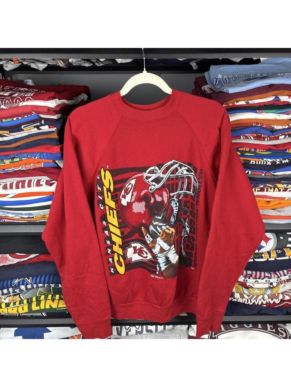 Vintage 90s Kansas City Chiefs 1996 Crewneck Sweatshirt Red Tultex L